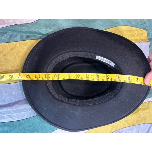 Vintage- Wool- Made in Italy- Black Fedora Hat- Velvet bow trim- some wear - Picture 4 of 8